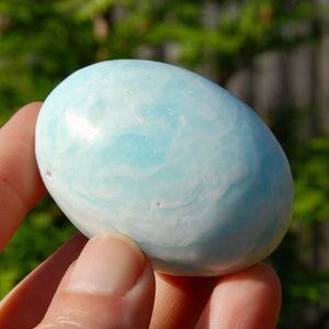 Caribbean Blue Calcite Crystal Palm Stone