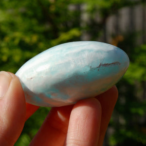 Caribbean Blue Calcite Crystal Palm Stone