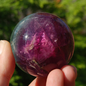 Magenta Watermelon Fluorite Crystal Sphere