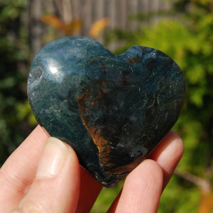 Moss Agate Crystal Heart Palm Stone