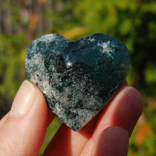 Load image into Gallery viewer, Moss Agate Crystal Heart Palm Stone
