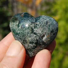 Load image into Gallery viewer, Moss Agate Crystal Heart Palm Stone
