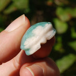 Green Sakura Agate Crystal Turtle Carving