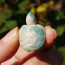 Load image into Gallery viewer, Green Flower Agate Crystal Turtle Carving
