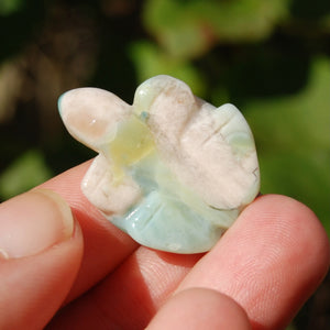 Green Flower Agate Crystal Turtle Carving