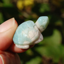 Load image into Gallery viewer, Green Sakura Flower Agate Crystal Turtle Carving
