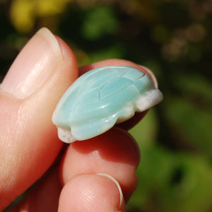 Green Sakura Flower Agate Crystal Turtle Carving