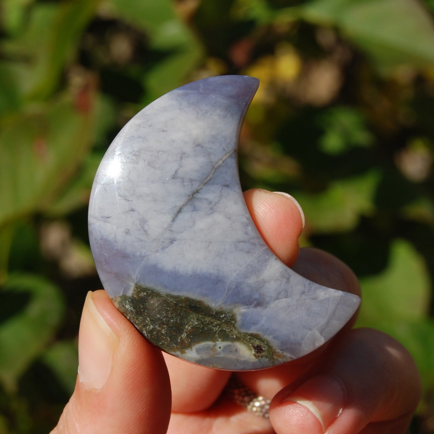 Purple Chalcedony Crystal Moon Cabochon