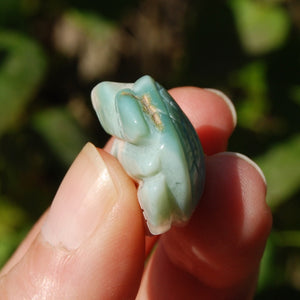 Green Flower Agate Crystal Turtle Carving