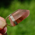 Record Keeper Isis Face Pink Lithium Lemurian Seed Crystal Starbrary Pendant for Necklace, Phantom Pyramids, Brazil
