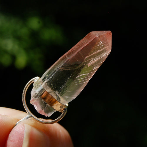 Strawberry Pink Lemurian Seed Crystal Pendant for Necklace, Brazil