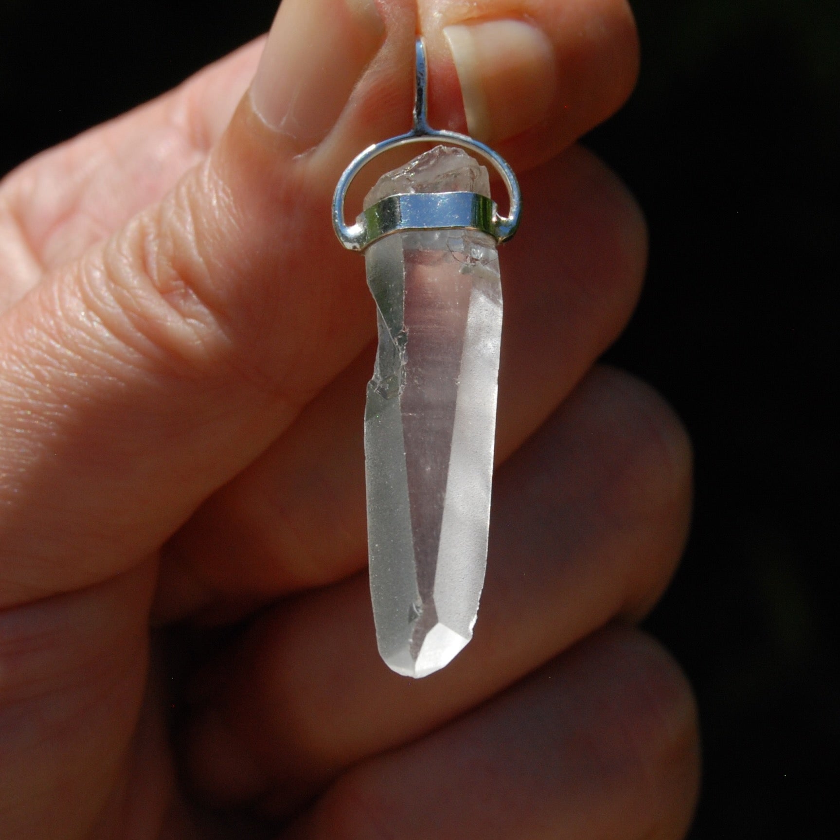 White Light Lemurian Seed Quartz Crystal Pendant for Necklace
