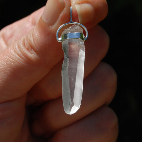 White Light Lemurian Seed Quartz Crystal Pendant for Necklace