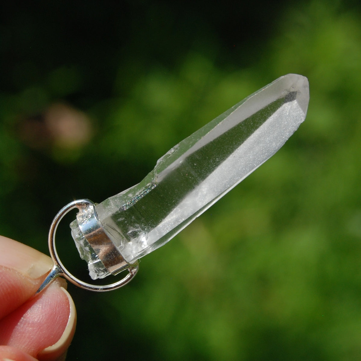 White Light Lemurian Seed Quartz Crystal Pendant for Necklace