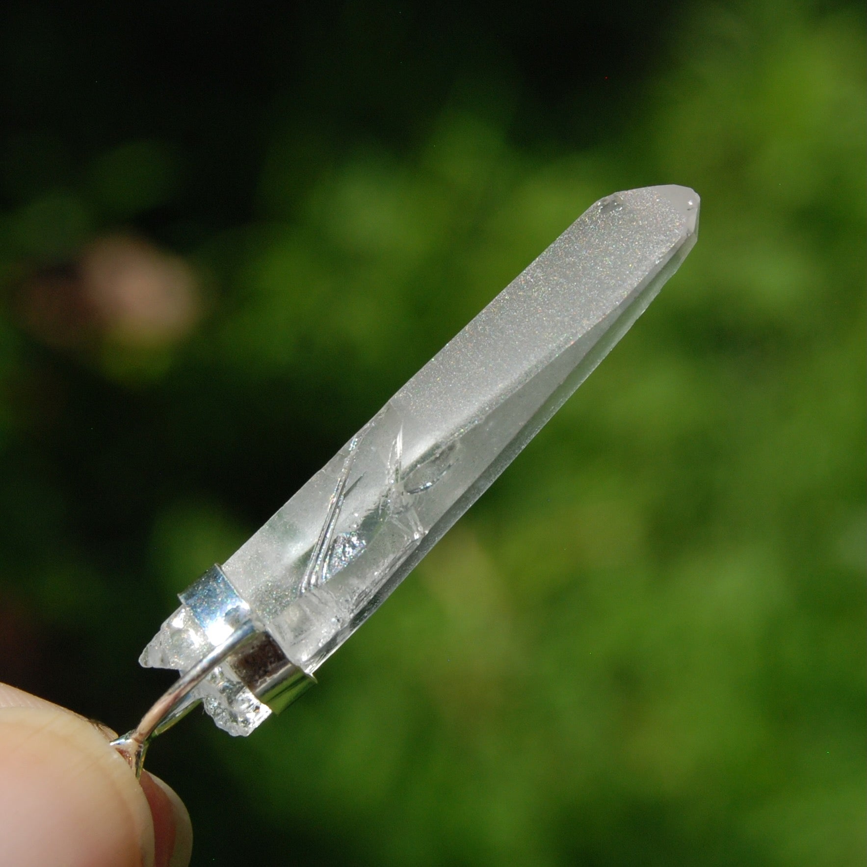 White Light Lemurian Seed Quartz Crystal Pendant for Necklace