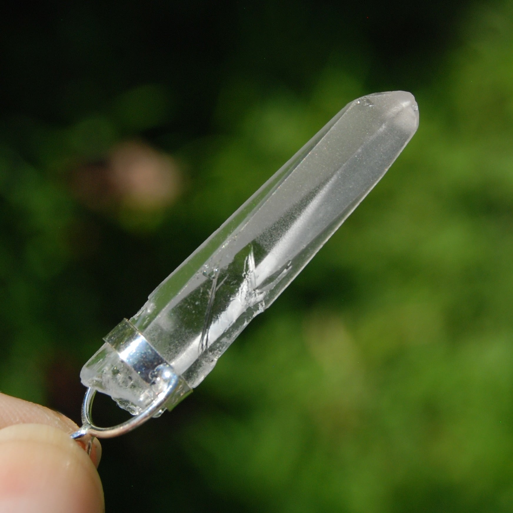 White Light Lemurian Seed Quartz Crystal Pendant for Necklace
