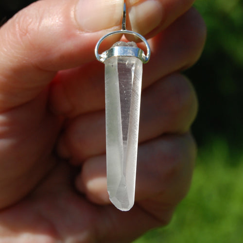 Cosmic Lemurian Seed Quartz Crystal Laser Pendant for Necklace