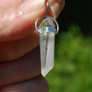 Cosmic Lemurian Seed Quartz Crystal Laser Pendant for Necklace