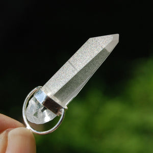 Cosmic Lemurian Seed Quartz Crystal Laser Pendant for Necklace