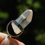 Isis Face Lemurian Seed Quartz Crystal Pendant for Necklace, Sterling Silver, Brazil