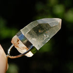 Isis Face Lemurian Seed Quartz Crystal Pendant for Necklace, Sterling Silver, Brazil
