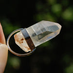 Isis Face Lemurian Seed Quartz Crystal Pendant for Necklace, Sterling Silver, Brazil