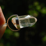 Isis Face Lemurian Seed Quartz Crystal Pendant for Necklace, Sterling Silver, Brazil
