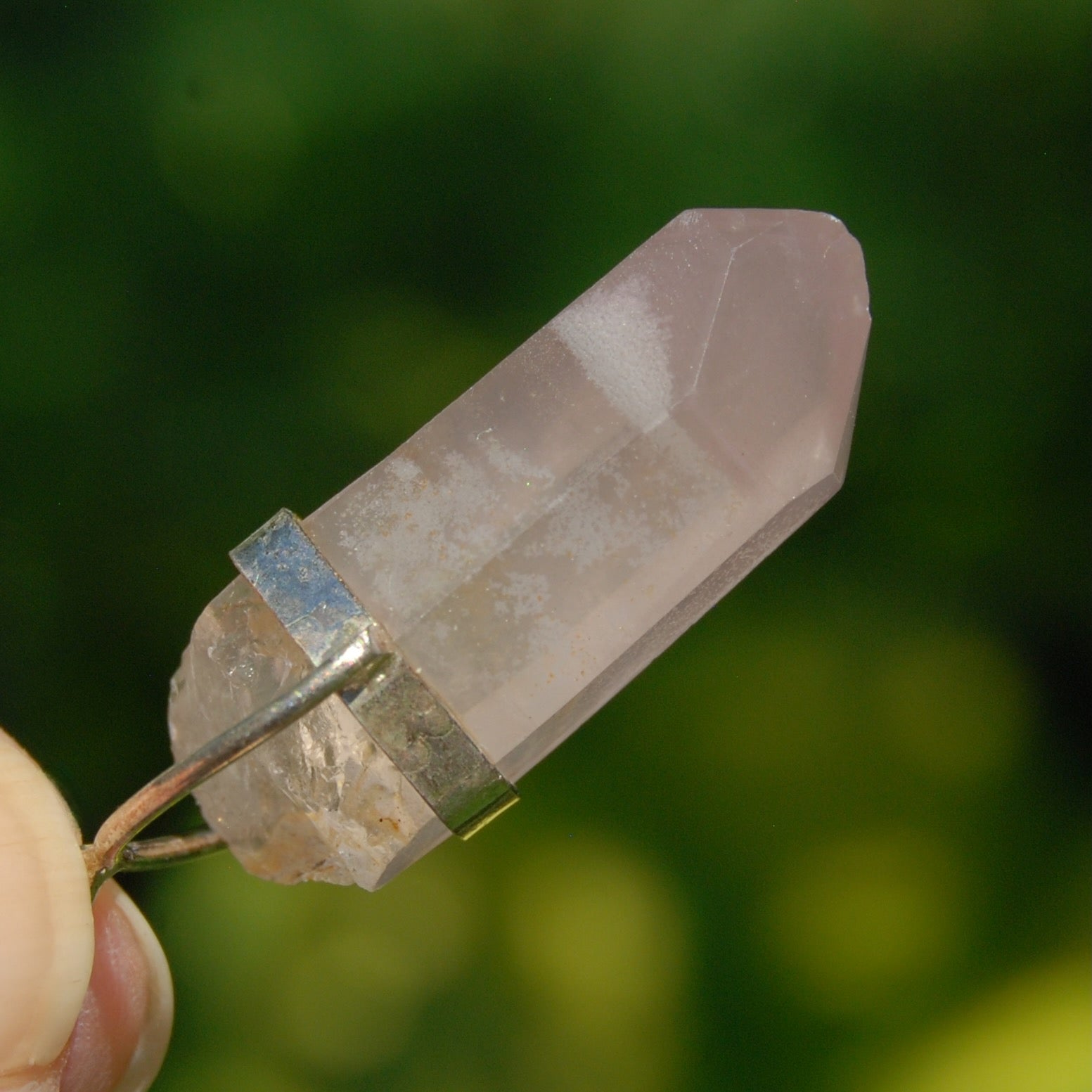 Cosmic Record Keeper Pink Lithium Lemurian Seed Crystal Starbrary Pendant for Necklace, Brazil