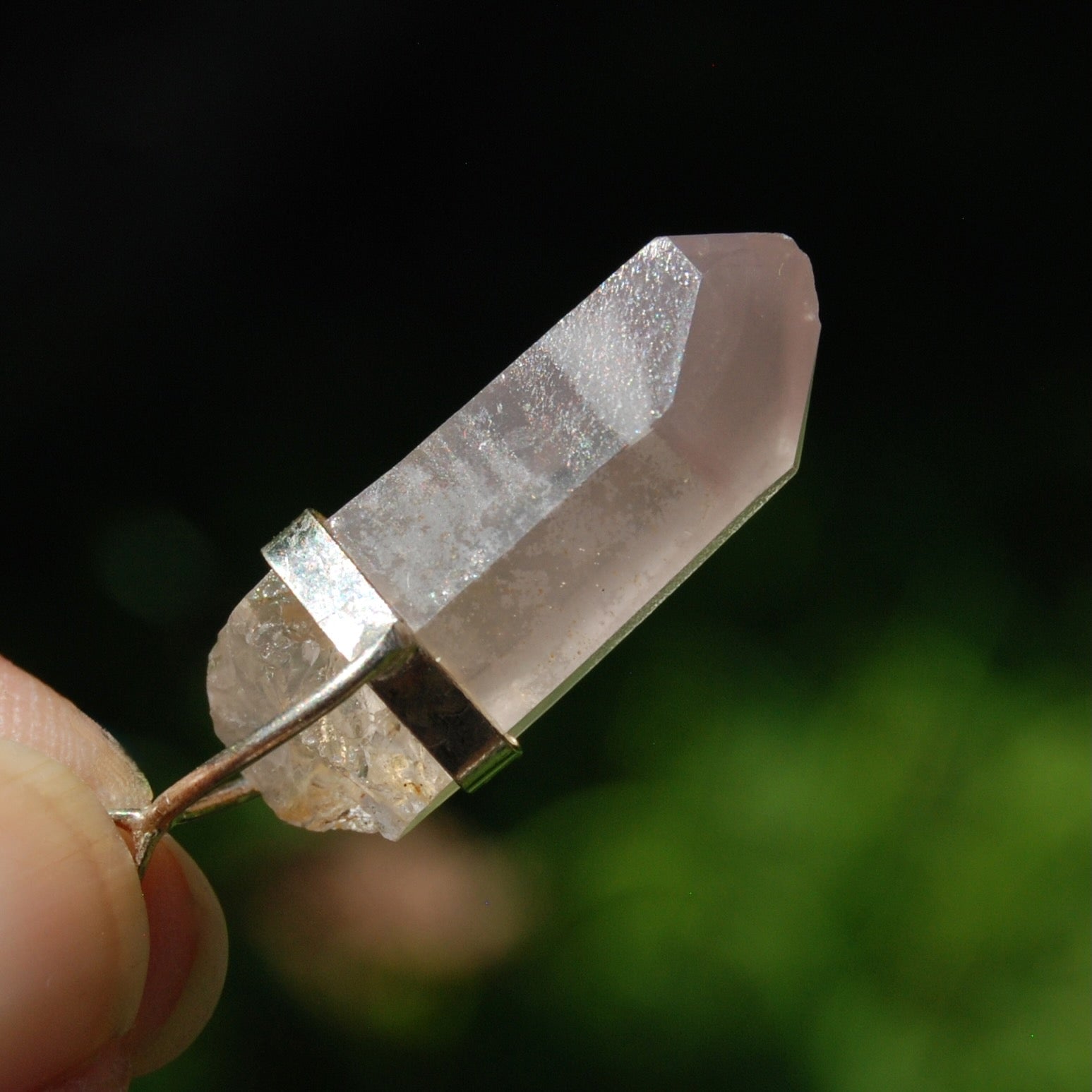 Cosmic Record Keeper Pink Lithium Lemurian Seed Crystal Starbrary Pendant for Necklace, Brazil