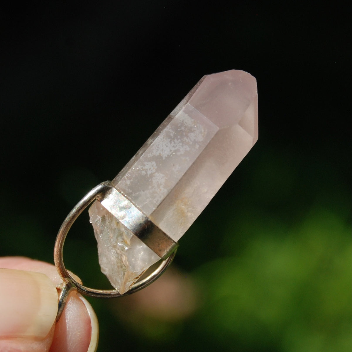 Cosmic Record Keeper Pink Lithium Lemurian Seed Crystal Starbrary Pendant for Necklace, Brazil