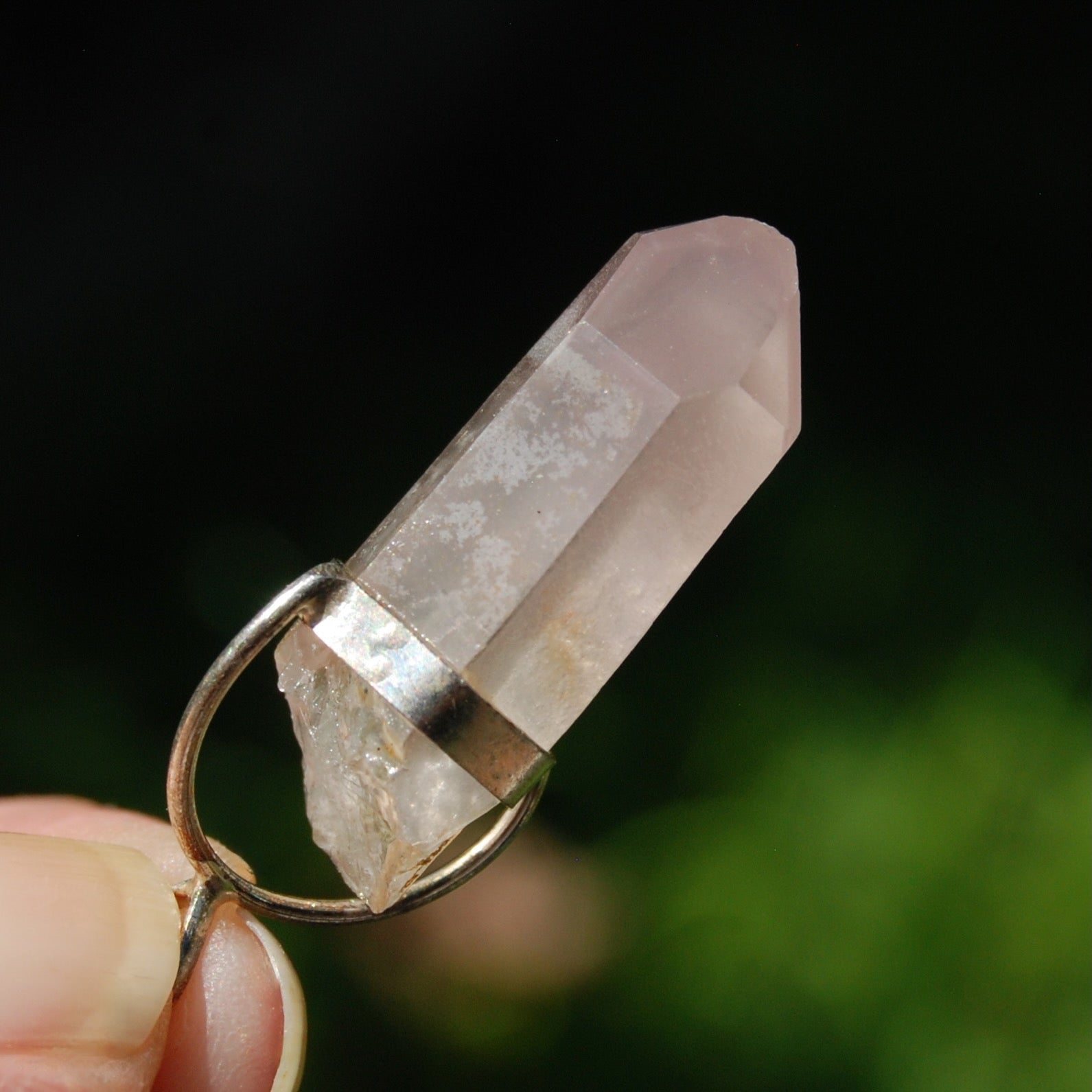 Cosmic Record Keeper Pink Lithium Lemurian Seed Crystal Starbrary Pendant for Necklace, Brazil
