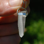 Cosmic Lemurian Seed Quartz Crystal Laser Pendant for Necklace, Sterling Silver, Brazil