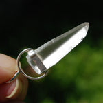 Cosmic Lemurian Seed Quartz Crystal Laser Pendant for Necklace, Sterling Silver, Brazil
