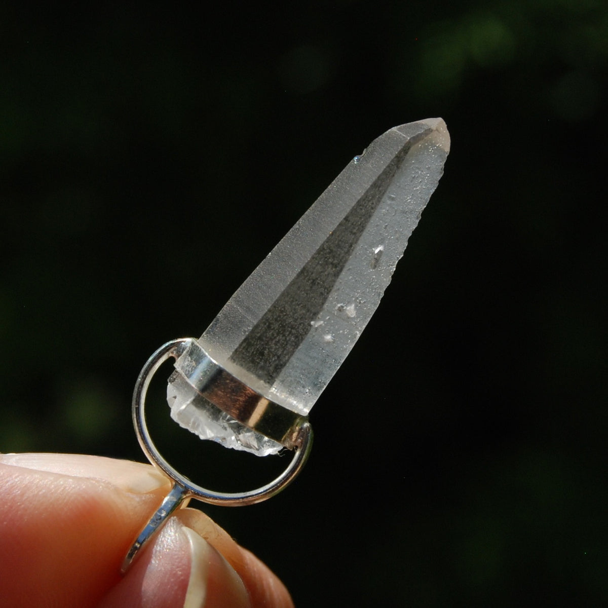 Cosmic Lemurian Seed Quartz Crystal Laser Pendant for Necklace, Sterling Silver, Brazil