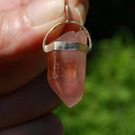 Record Keeper Isis Face Pink Lithium Lemurian Seed Crystal Starbrary Pendant for Necklace, Phantom Pyramids, Brazil