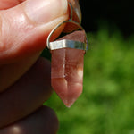 Record Keeper Isis Face Pink Lithium Lemurian Seed Crystal Starbrary Pendant for Necklace, Phantom Pyramids, Brazil