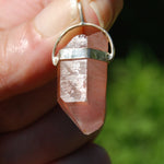 Record Keeper Isis Face Pink Lithium Lemurian Seed Crystal Starbrary Pendant for Necklace, Phantom Pyramids, Brazil
