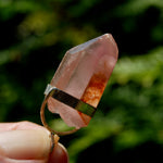 Record Keeper Isis Face Pink Lithium Lemurian Seed Crystal Starbrary Pendant for Necklace, Phantom Pyramids, Brazil