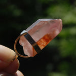 Record Keeper Isis Face Pink Lithium Lemurian Seed Crystal Starbrary Pendant for Necklace, Phantom Pyramids, Brazil
