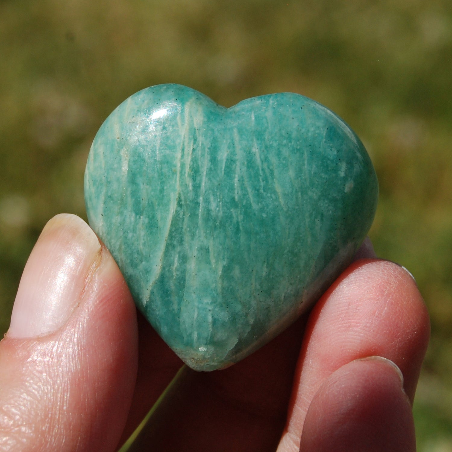 Amazonite Crystal Heart Palm Stone