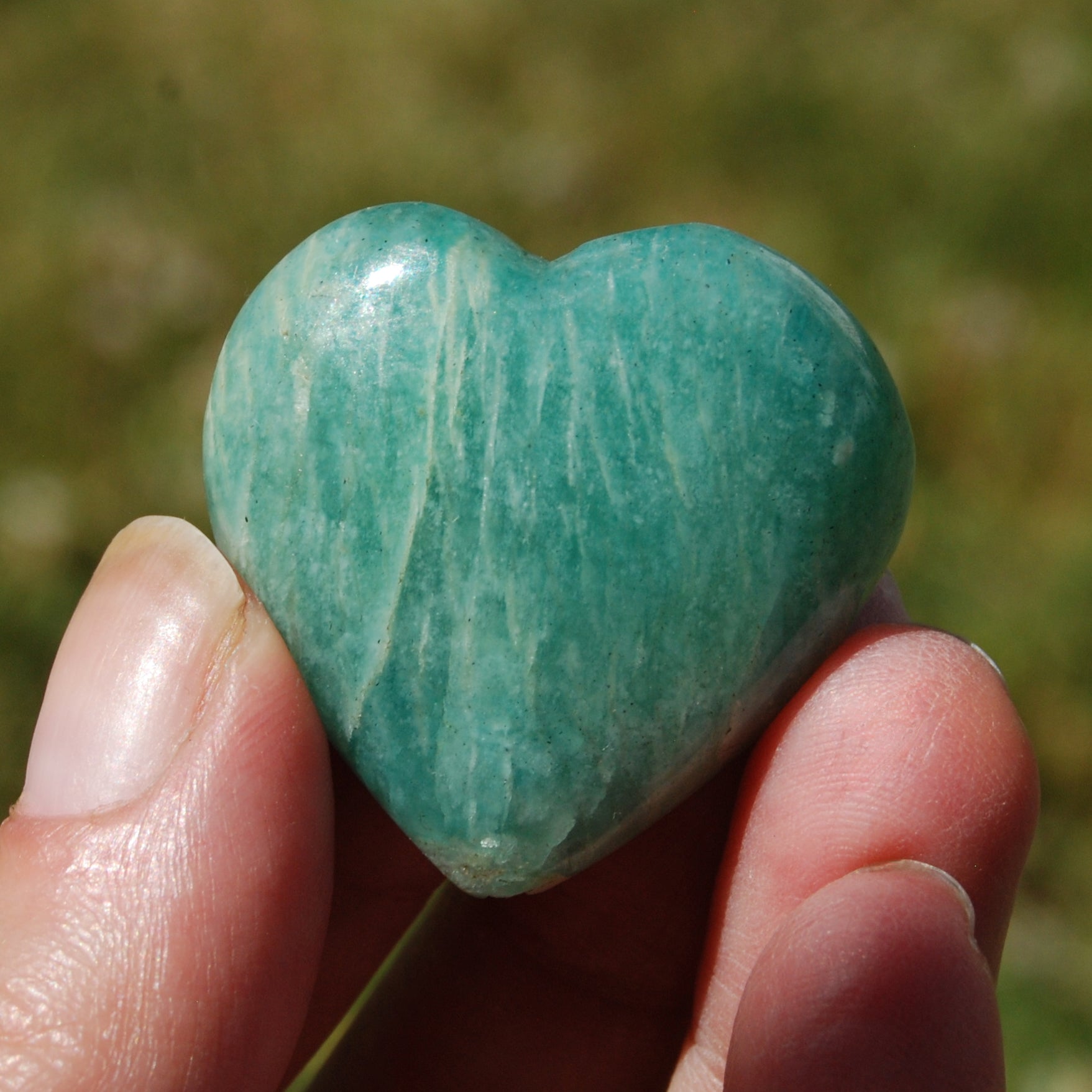 Amazonite Crystal Heart Palm Stone