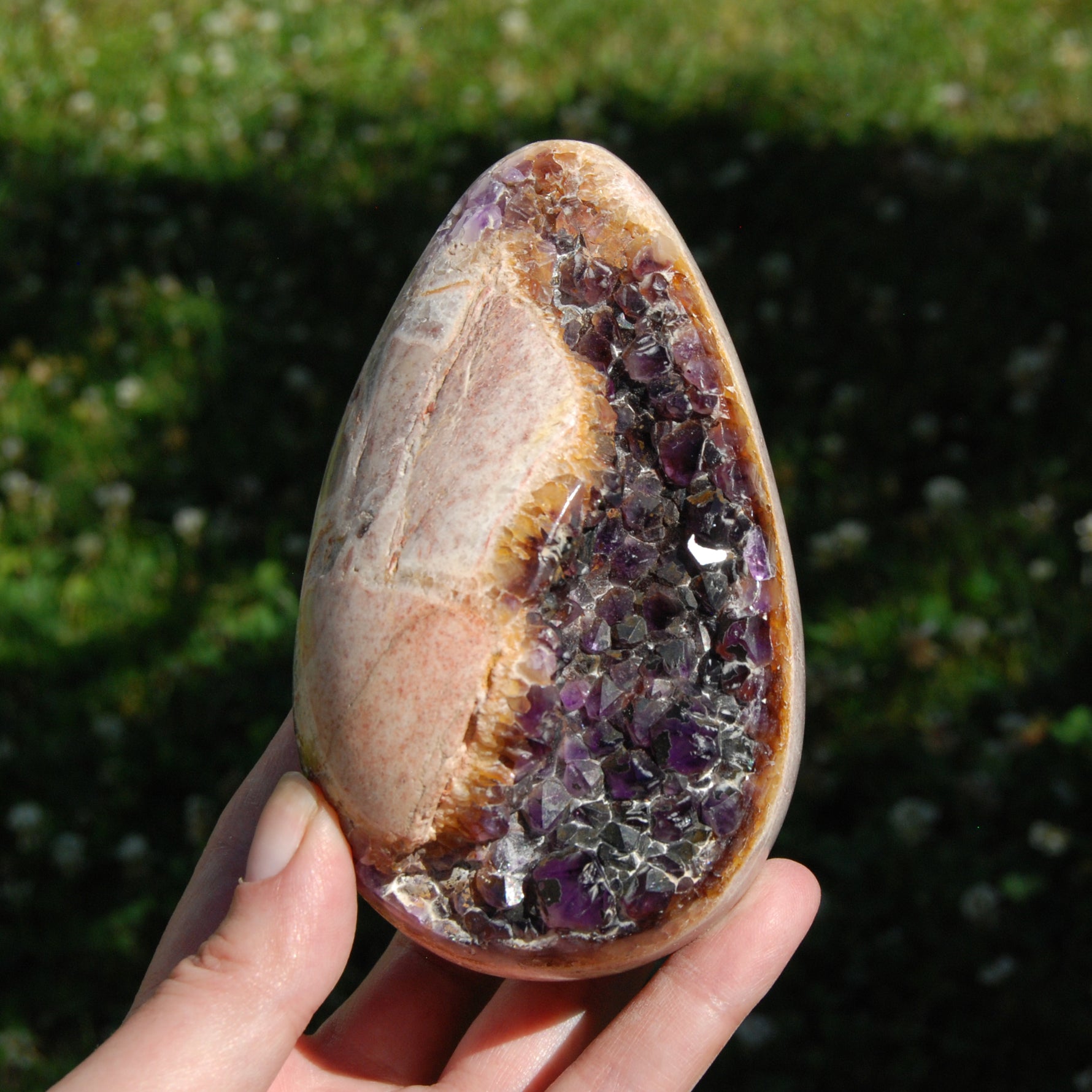 Amethyst Geode Crystal Egg, Grape Jelly Amethyst, Indian Amethyst