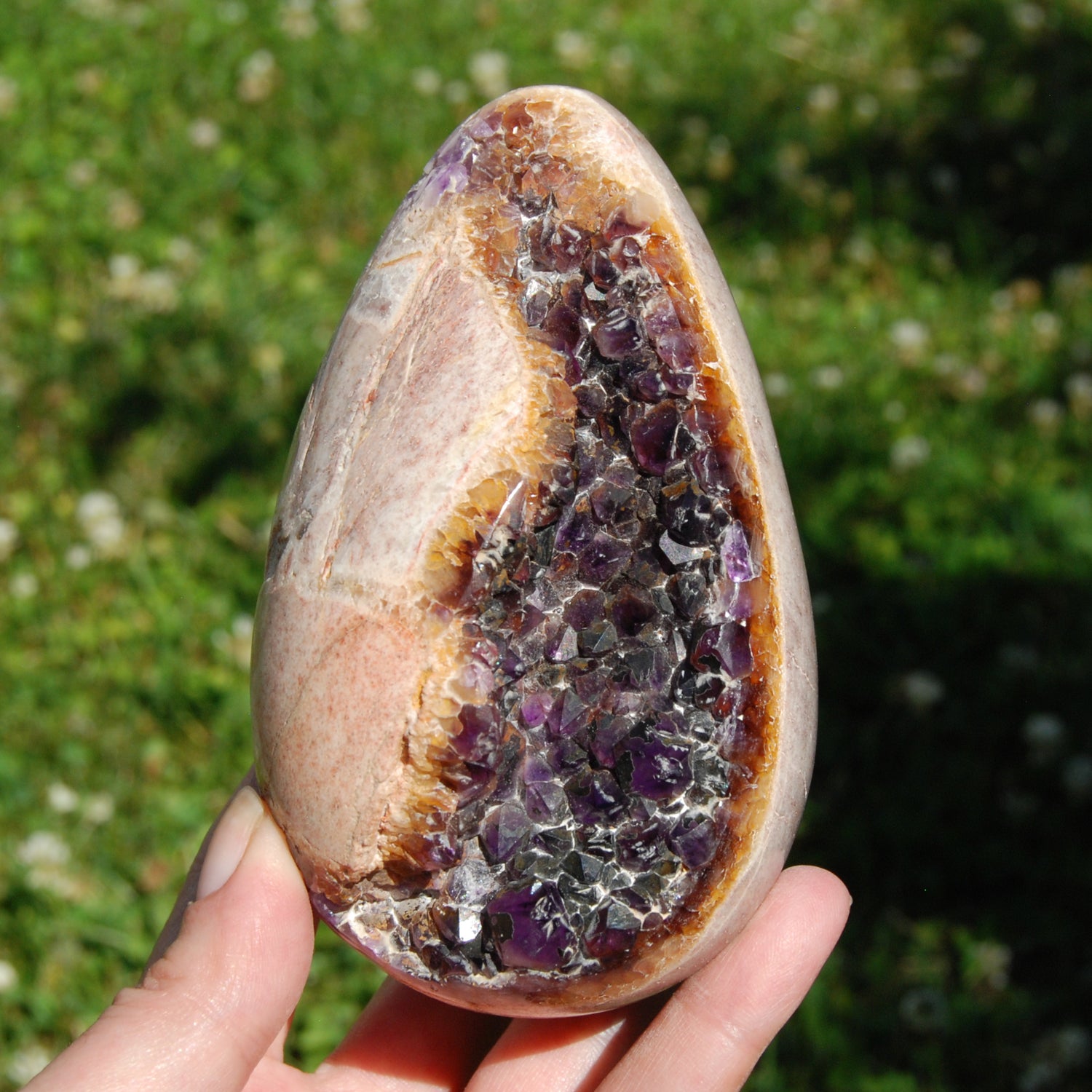 Amethyst Geode Crystal Egg, Grape Jelly Amethyst, Indian Amethyst
