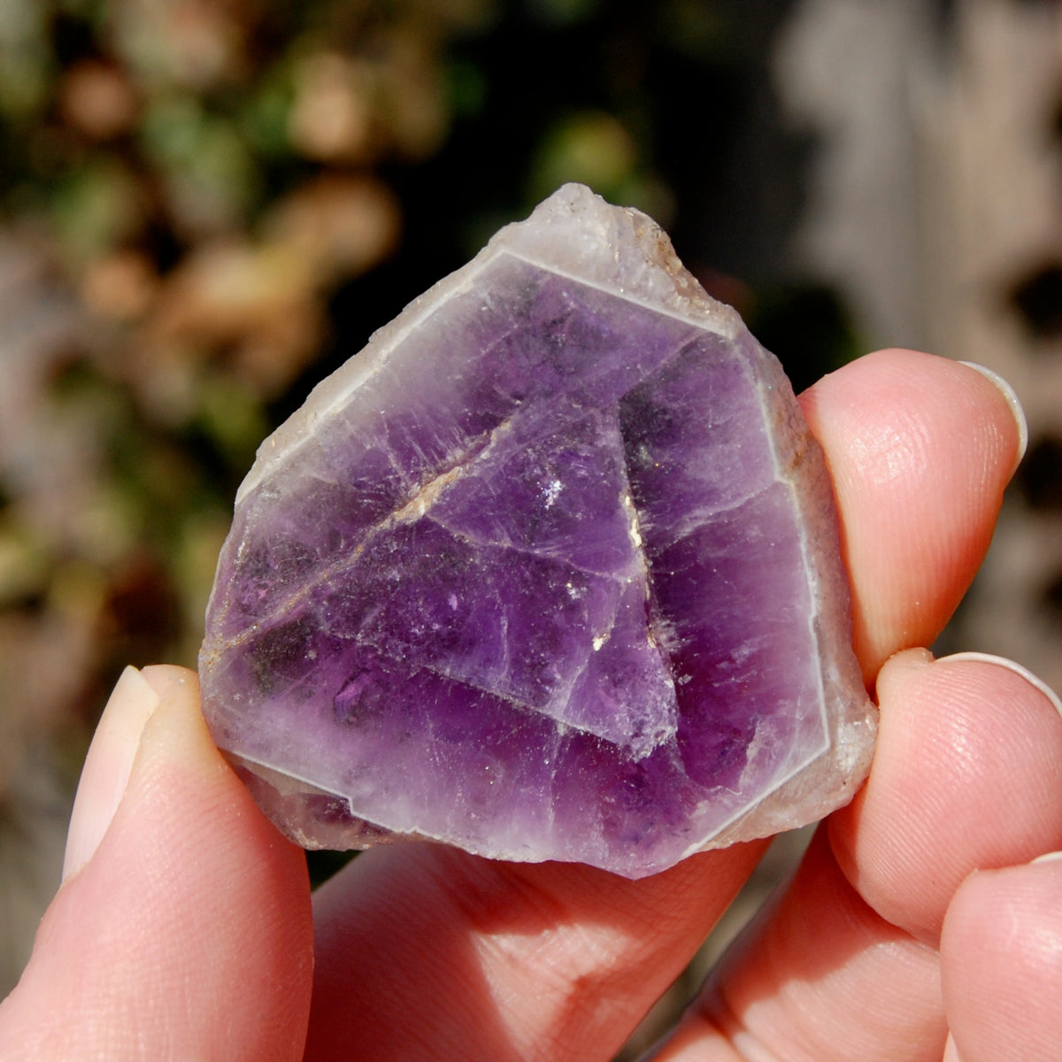 Chevron Amethyst Trapiche Quartz Crystal Slice, Zambia