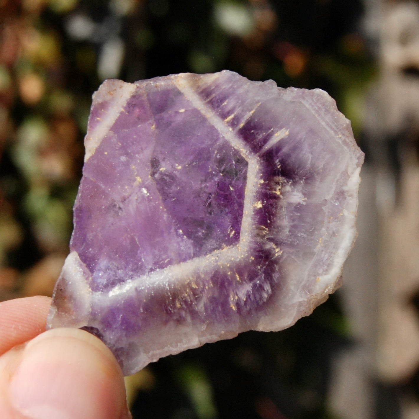 Chevron Amethyst Trapiche Quartz Crystal Slice, Zambia
