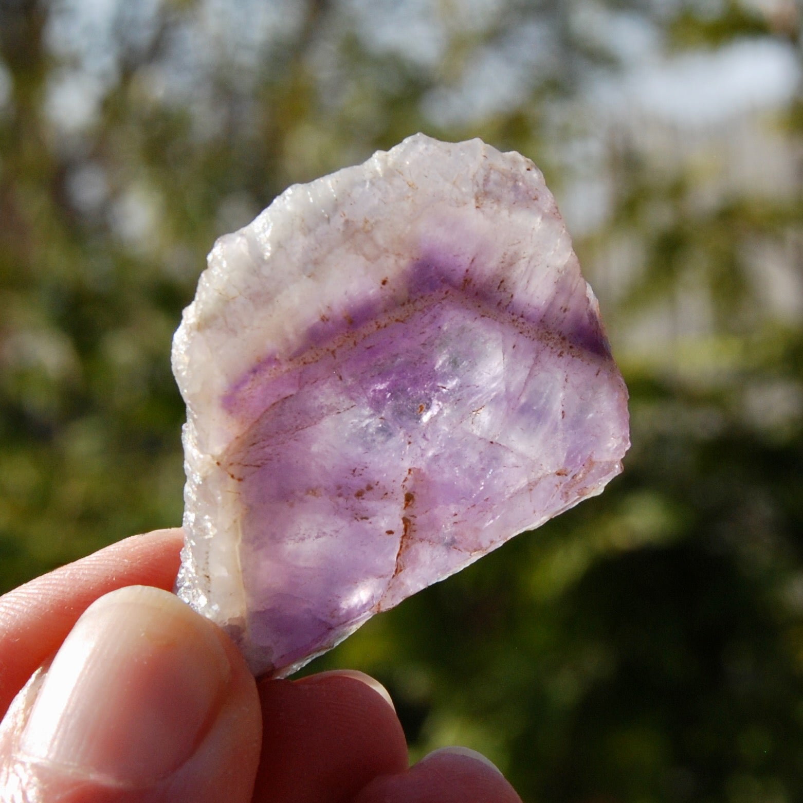 Chevron Amethyst Trapiche Quartz Crystal Slice, Zambia