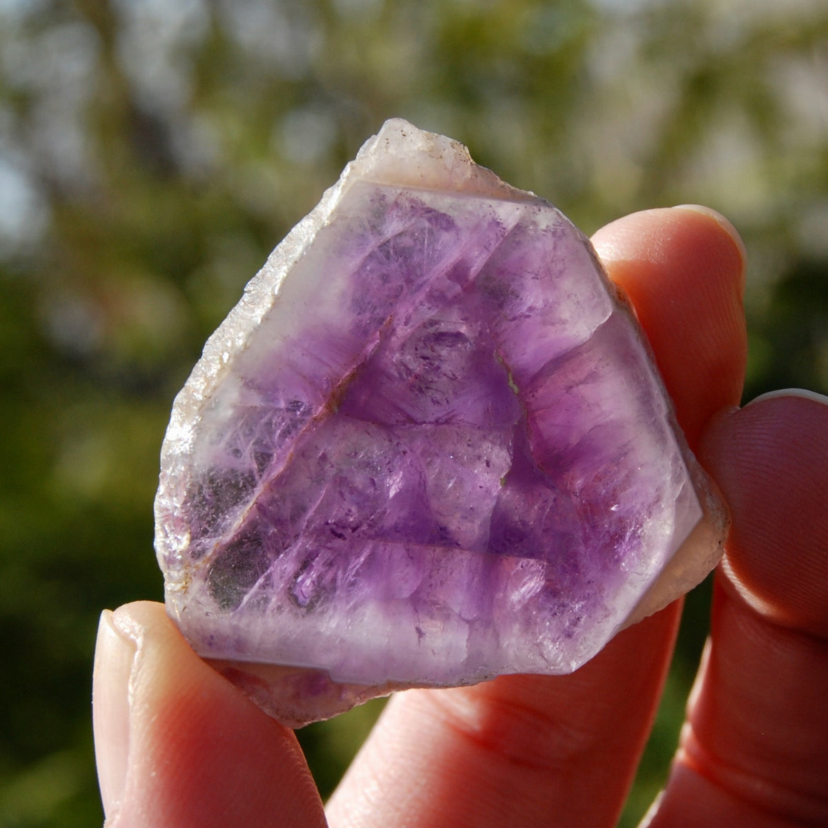 Chevron Amethyst Trapiche Quartz Crystal Slice, Zambia