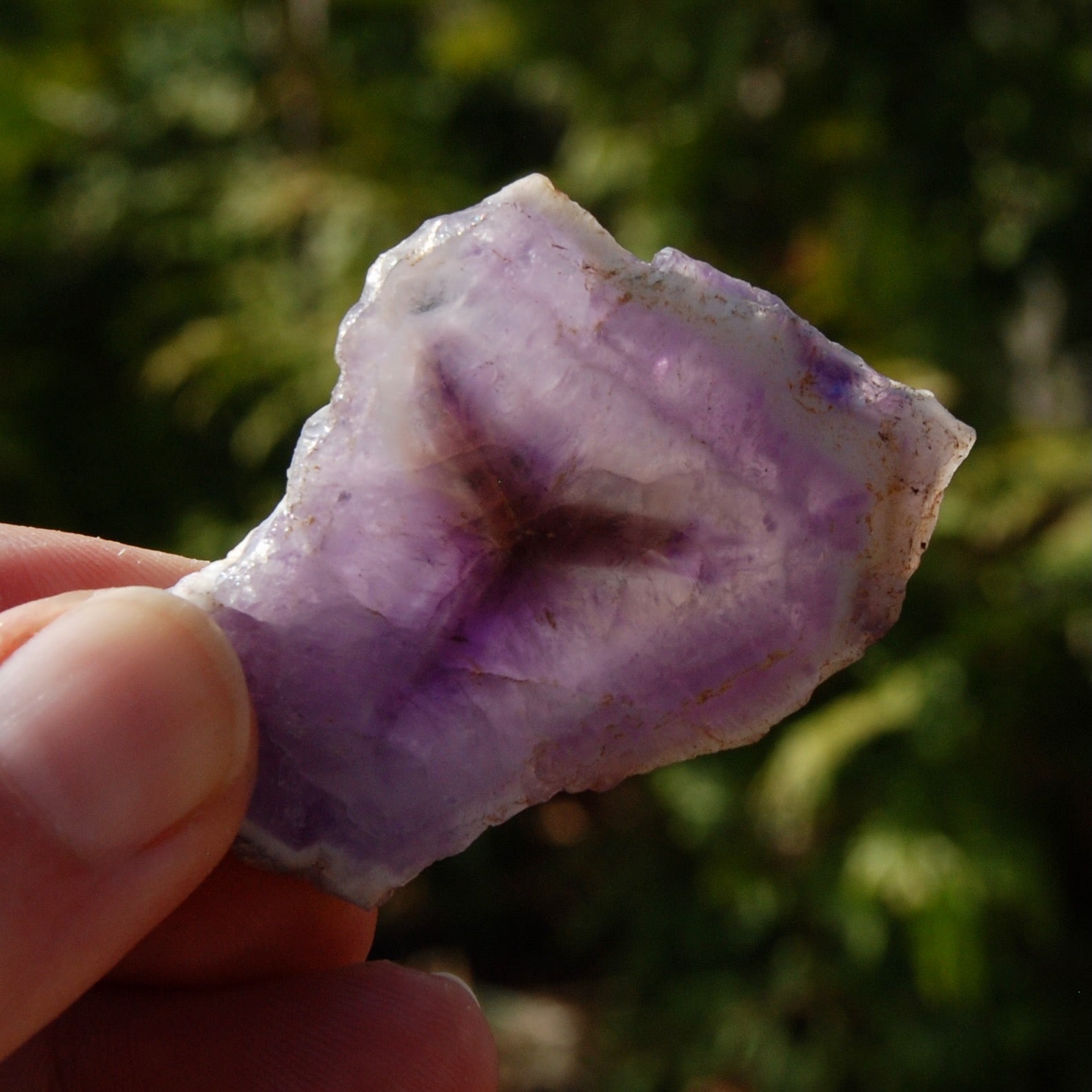 Chevron Amethyst Trapiche Quartz Crystal Slice, Zambia