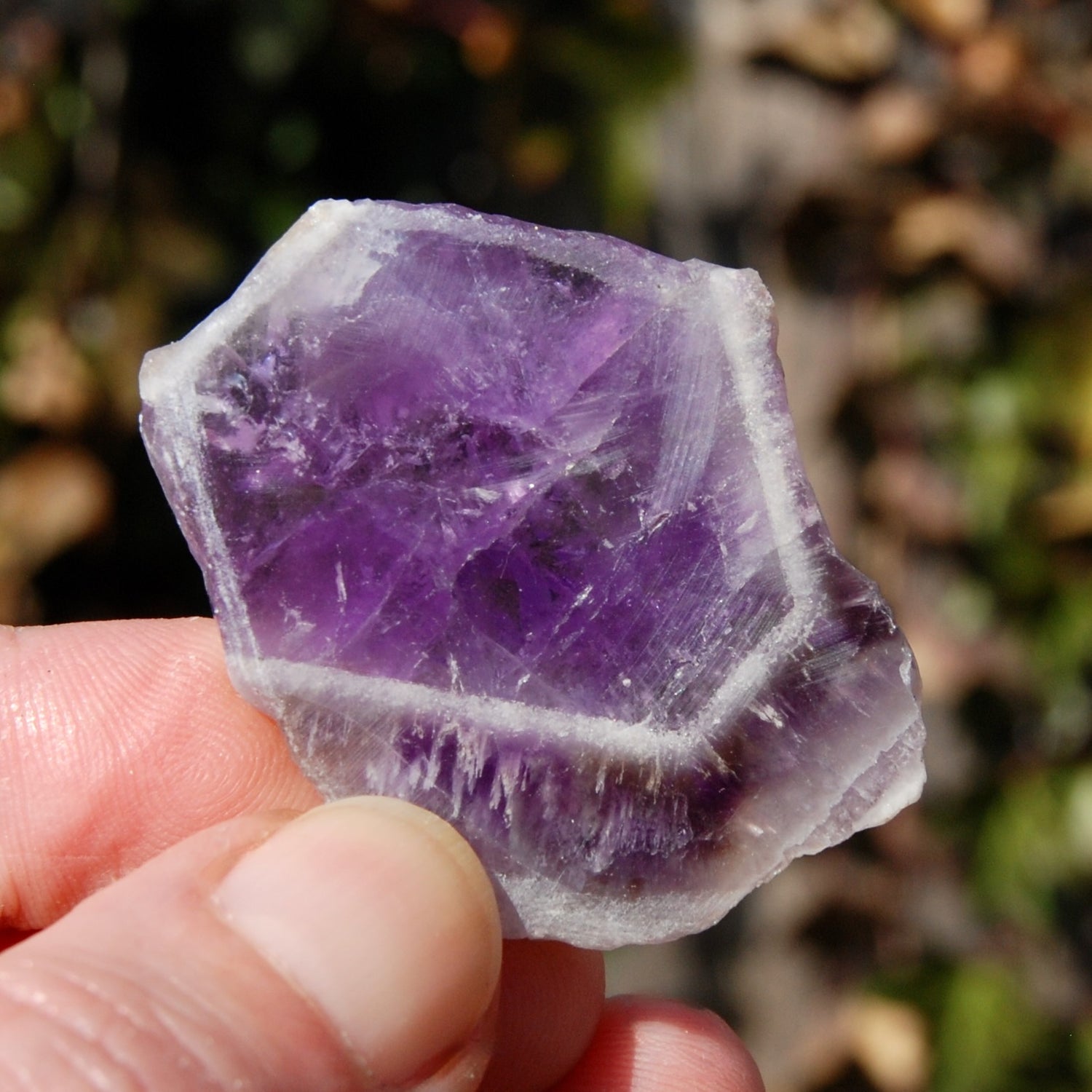 Chevron Amethyst Trapiche Quartz Crystal Slice from Zambia