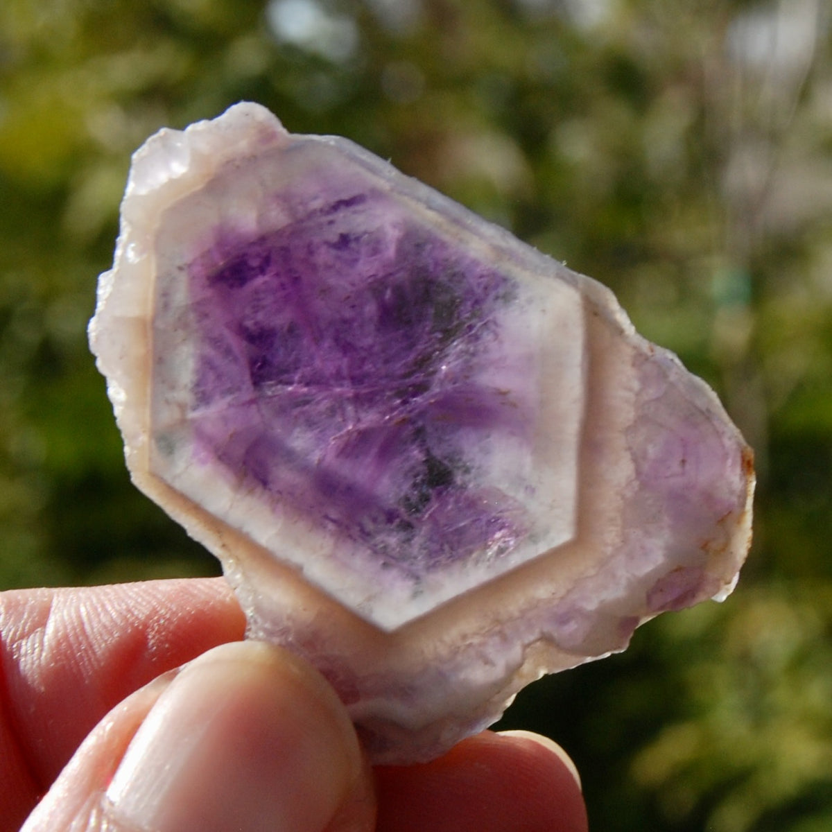 Chevron Amethyst Trapiche Quartz Crystal Slice, Zambia